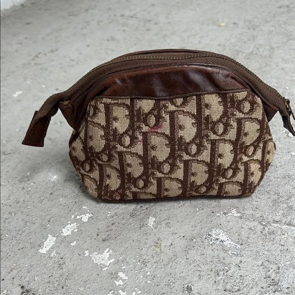 Christian Dior brown Trotter canvas makeup case